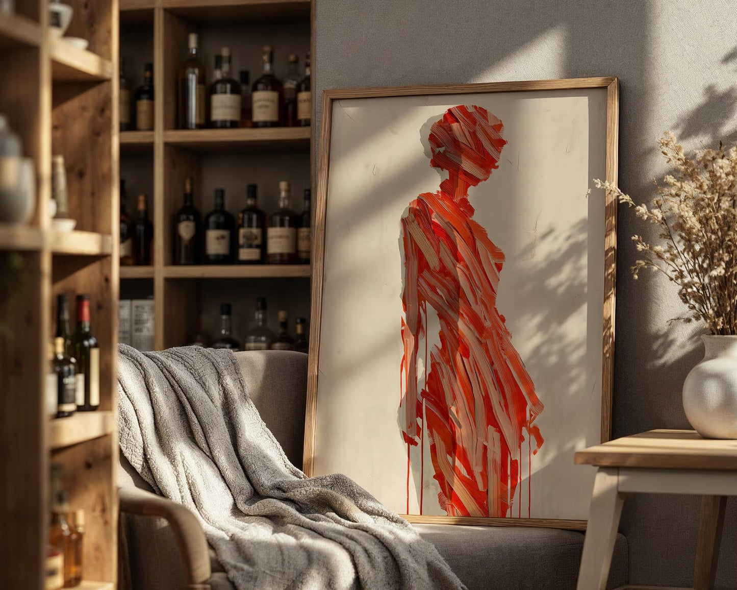 Abstract Red Figure Painting Print, Modern Figurative Wall Art, Bold Contemporary Decor