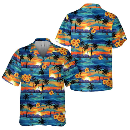 Hawaiian Shirt with Pocket Unisex Tropical Aloha Button Down Short Sleeve