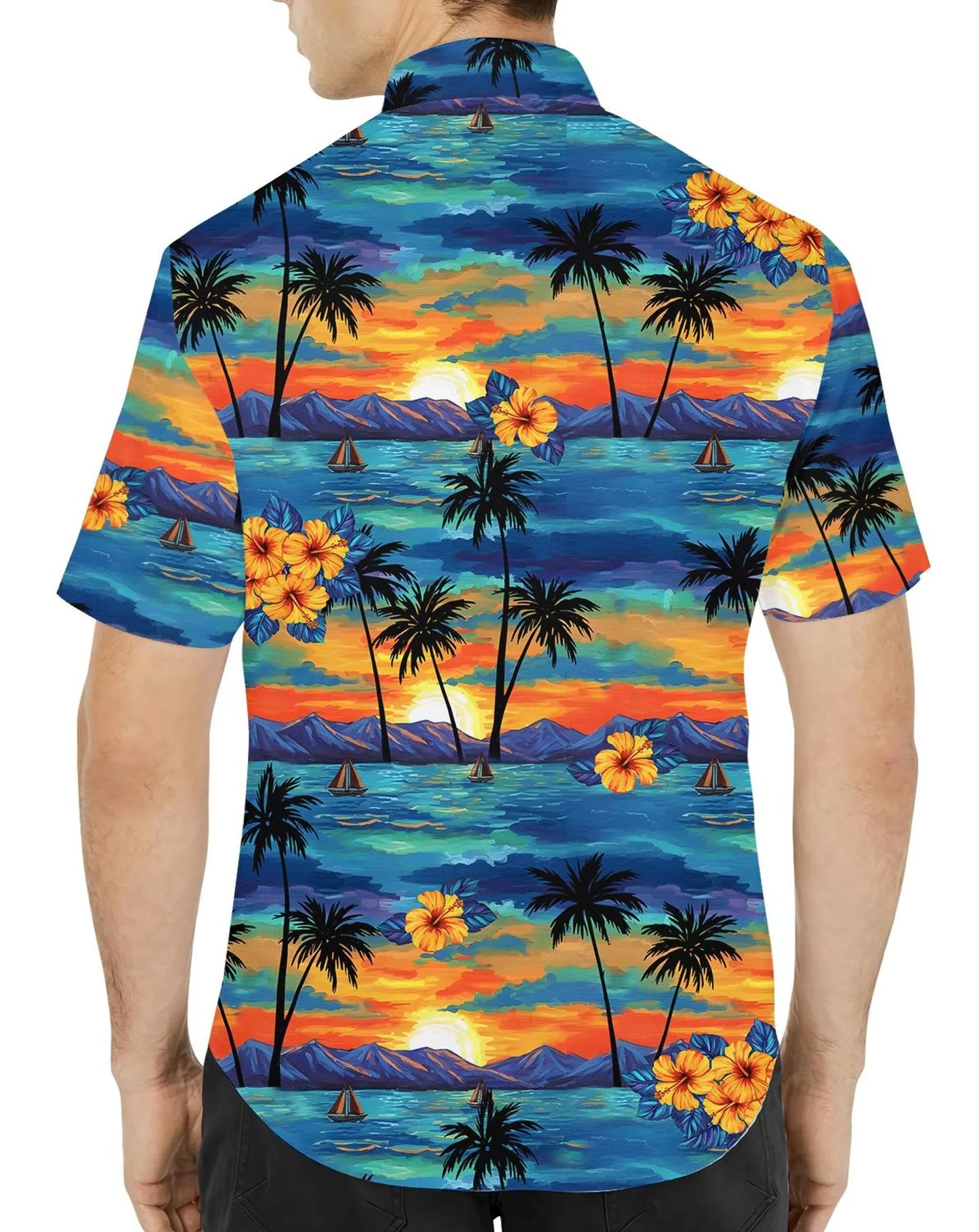 Hawaiian Shirt with Pocket Unisex Tropical Aloha Button Down Short Sleeve