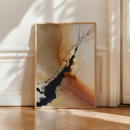 Abstract Ink Splatter Art Print, Neutral Modern Wall Art, Minimalist Black and Taupe Decor