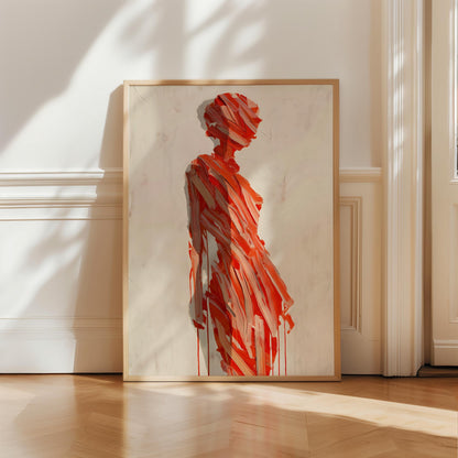Abstract Red Figure Painting Print, Modern Figurative Wall Art, Bold Contemporary Decor