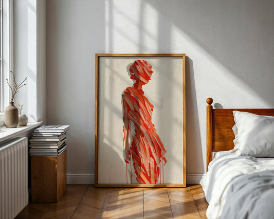 Abstract Red Figure Painting Print, Modern Figurative Wall Art, Bold Contemporary Decor